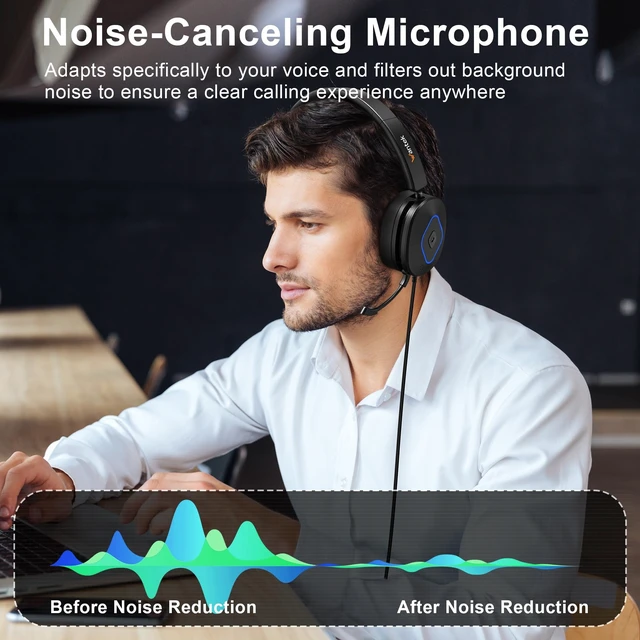 Alt view image 2 of 5 - Wantek Headset with Mic, USB Headset with Microphone for PC