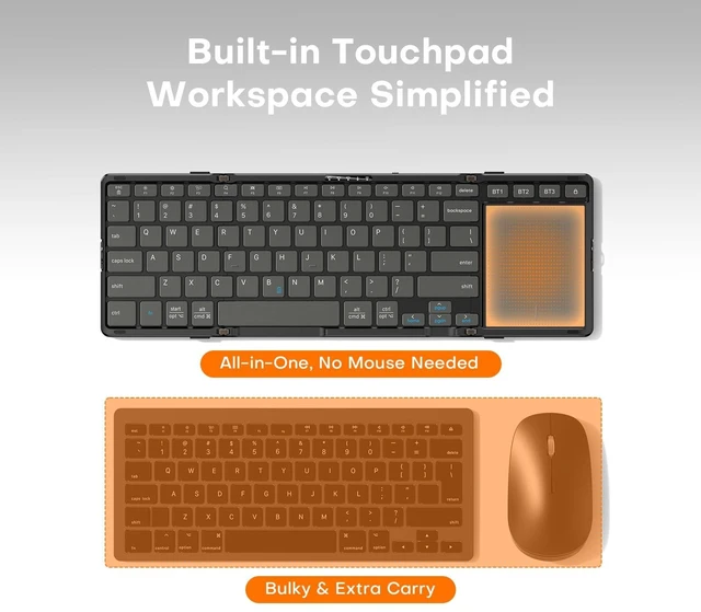 Alt view image 3 of 5 - OMOTON Foldable Bluetooth Keyboard with Trackpad for Windows/Android/iPadOS