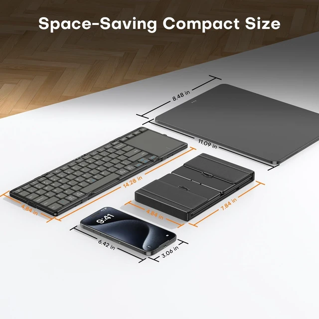 Alt view image 5 of 5 - OMOTON Foldable Bluetooth Keyboard with Trackpad for Windows/Android/iPadOS