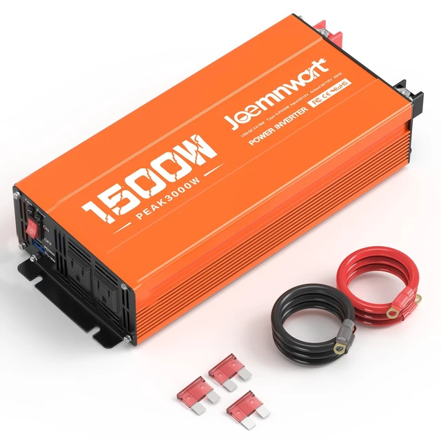 Main image of Joemnwart 1500W Inverter 12V DC to 120V AC Converter with 2 AC Outlets, QC3.0/PD30W Fast Charging USB Ports, Car Power Inverter Adapter for Vehicles