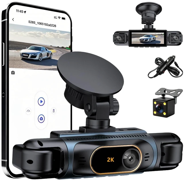 Main image of Car Camera Dash Cam Front and Rear Left Right, 4-Channel Video Recording WiFi Dashcam with Phone APP 360 Degree Car Security, HD 2K Car Dashboard Night Vision 24 Hours Parking Monitor G-Sensor