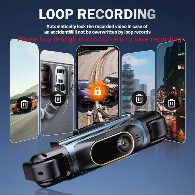 Alt view image 4 of 5 - Car Camera Dash Cam Front and Rear Left Right, 4-Channel Video Recording WiFi Dashcam with Phone APP 360 Degree Car Security, HD 2K Car Dashboard Night Vision 24 Hours Parking Monitor G-Sensor