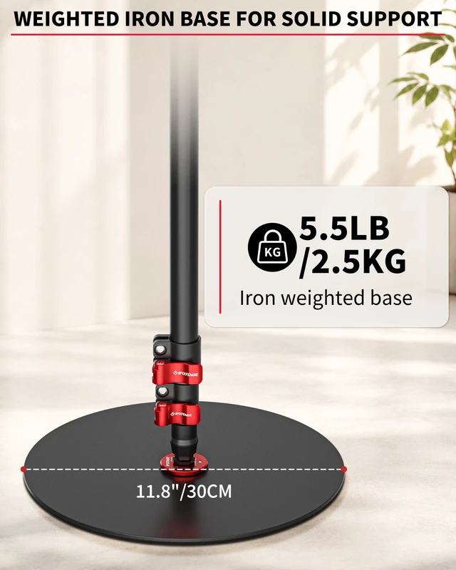 Alt view image 2 of 5 - IFOOTAGE RB-A300-I Round Base Monopod Stand with Heavy Iron Base, 59.4" Adjustable Camera Floor Stand, 22 lb Load Capacity, 1/4" & 3/8" Mount for Camera, Light, Mic, Monitor, Live Streaming