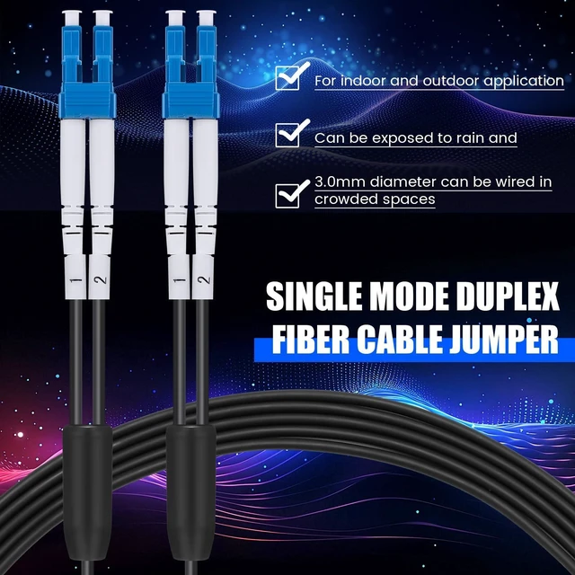 Alt view image 4 of 5 - Threlaco 330ft (100 Meters) Fiber Lc to Lc Outdoor Armored Fiber Optic Internet Cable 9/125um Lc Single Mode Duplex Fiber Cable Jumper, Compatible with OS1/OS2, Low Friction LSZH, Black
