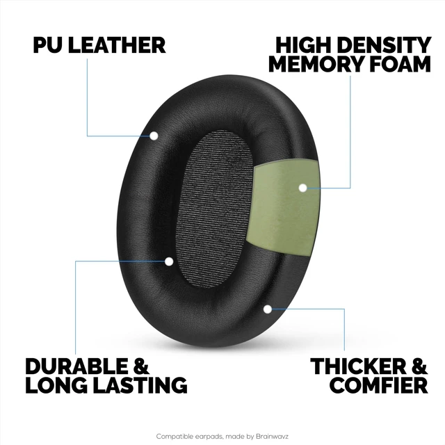 Alt view image 3 of 5 - Replacement Earpads for Skullcandy Crusher ANC 2 Headsets. Soft PU Leather with High Grade Memory Foam for Extra Comfort & Durability - Easy Install - By Brainwavz