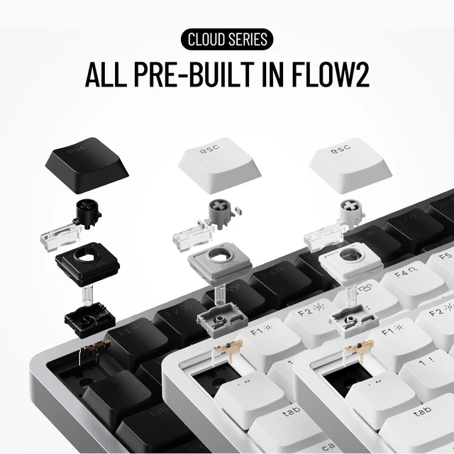 Alt view image 4 of 5 - LOFREE Flow2 Low-Profile Mechanical Keyboard, CNC Aluminum Body with Gasket Mount, Tri-Mode Wireless, Hot-Swappable & VIA Compatible, Side Touch Bar, for Mac/Windows (Silver, 100 Keys)