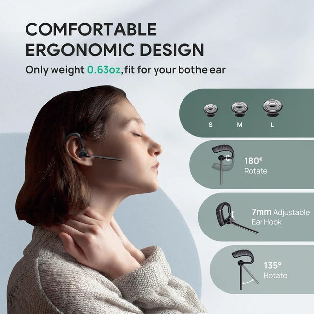 Alt view image 5 of 5 - Yealink Bluetooth Headset BH71,Wireless Bluetooth Earpiece with 4 Noise Canceling Microphones,Teams&Zoom Certified,Mute Function,Connect to Cell Phone/Laptops,No Dongle