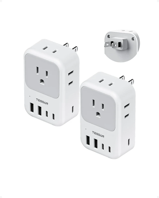 Main image of TESSAN US to Japan Plug Adapter, 2 Pack, 2 Prong to 3 Prong Outlet