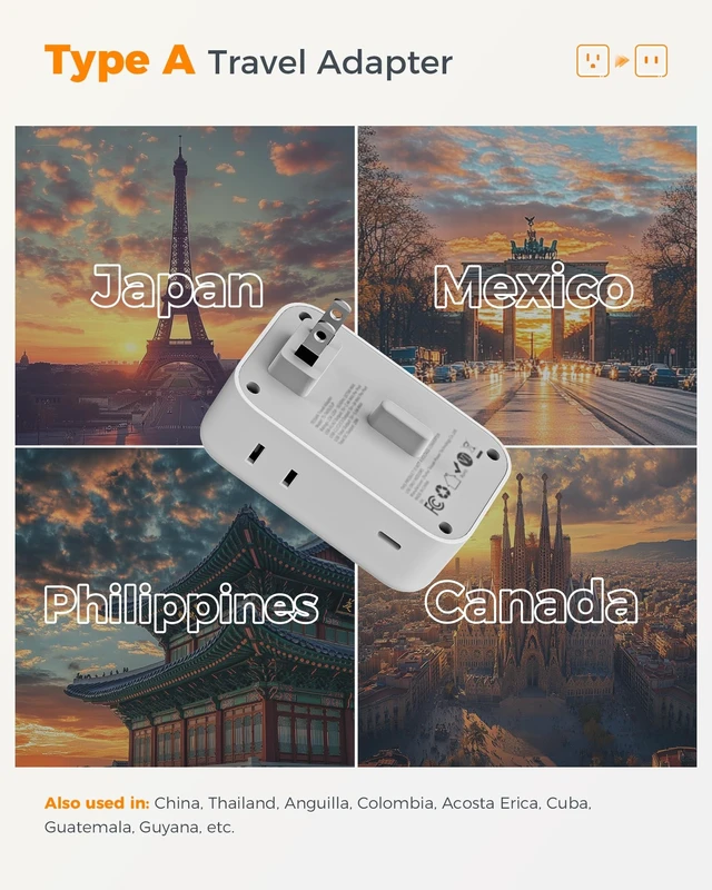 Alt view image 2 of 5 - TESSAN US to Japan Plug Adapter, 2 Pack, 2 Prong to 3 Prong Outlet