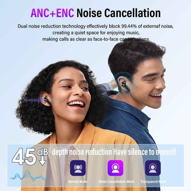 Alt view image 2 of 5 - Active Noise Cancelling Ear Buds 48H Wireless Earbuds with Touch Screen