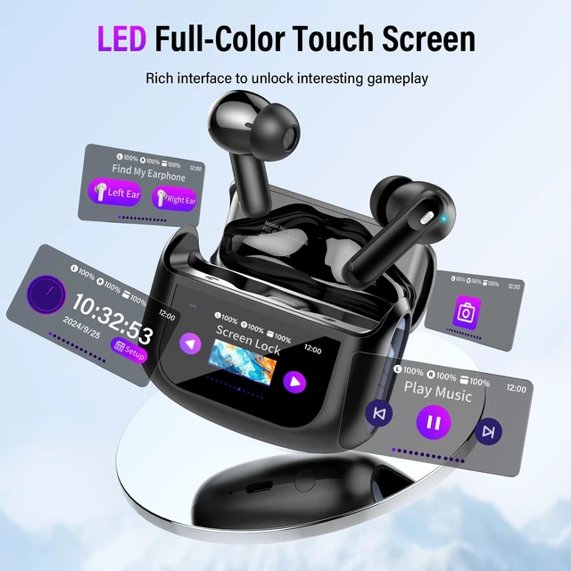 Alt view image 4 of 5 - Active Noise Cancelling Ear Buds 48H Wireless Earbuds with Touch Screen