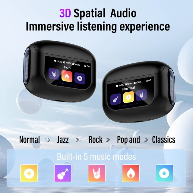 Alt view image 5 of 5 - Active Noise Cancelling Ear Buds 48H Wireless Earbuds with Touch Screen
