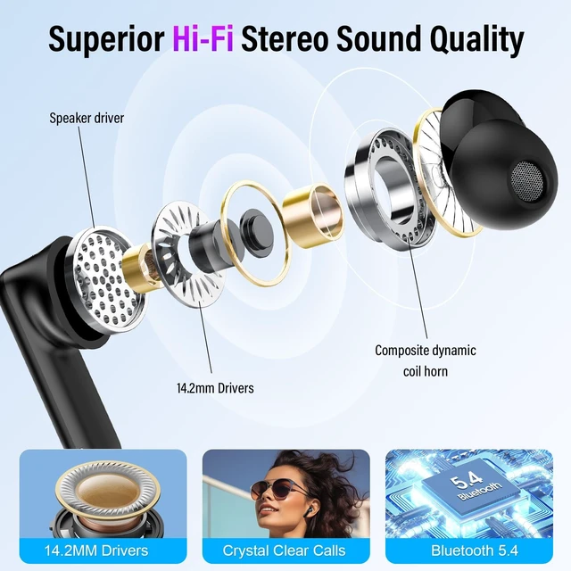 Alt view image 3 of 5 - Active Noise Cancelling Ear Buds 48H Wireless Earbuds with Touch Screen