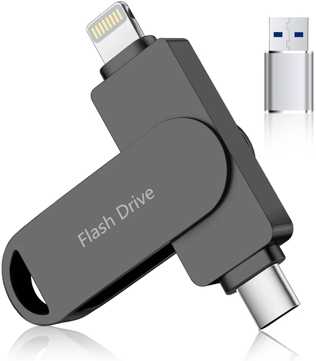 Main image of (No APP Required) Apple MFi Certified Phone Photo Stick, USB Flash Drive 512GB for iPhone Memory Stick, 3-in-1 iPhone Photo Transfer Stick, High-Speed USB Thumb Drive for iPhone/iPad/Android/PC Black