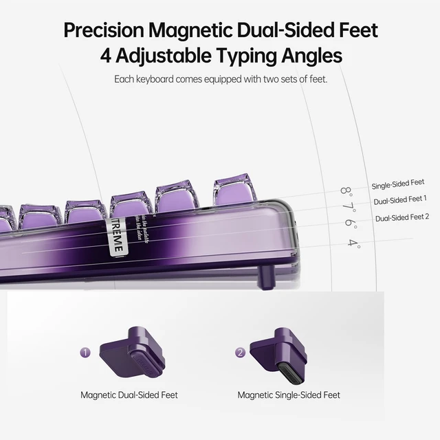 Alt view image 5 of 5 - CoolKiller CK75SE 75% Mechanical Keyboard with Crystal Jelly Keycaps, Tri-Mode Wirelss, RGB Backlit, Hot Swappable Gasket Mounted Keyboard for Windows/Mac, Jelly Purple