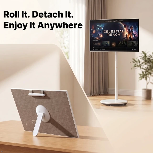Alt view image 2 of 5 - Cugima 2-in-1 Portable TV, Detachable Touchscreen, Tabletop & Rolling Mode