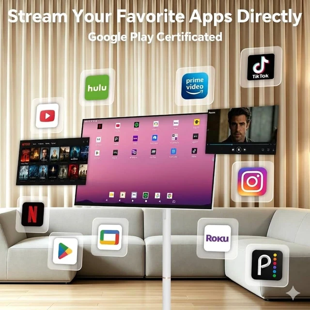 Alt view image 4 of 5 - Cugima 2-in-1 Portable TV, Detachable Touchscreen, Tabletop & Rolling Mode