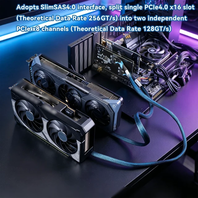 Alt view image 2 of 5 - RGEEK PCIe Bifurcation x16 to x8x8, x16 to Dual x8 Bifurcation Riser Card