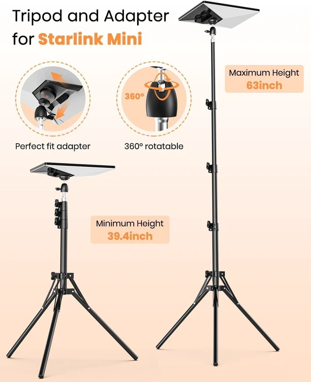 Alt view image 4 of 5 - Starlink Mini Tripod Mount with Adapter,Featuring Adjustable Height and 360 Angle Adjustment, Tripod mounting kit,Compatible with Starlink Mini Satellites. Ideal for Camping and RV Travel.