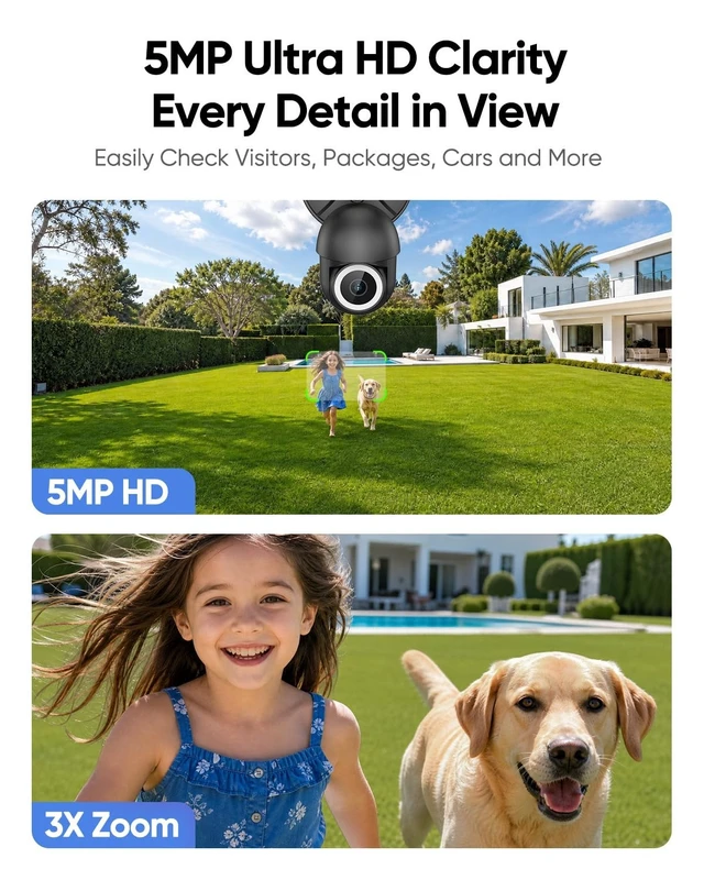 Alt view image 4 of 5 - Atfoyer Floodlight Camera Hardwired 6500LM, 2K+ UHD Outdoor Security Camera, 360 Pan & Tilt View, AI Detection & Tracking, 24/7 Recording, Color Night Vision, 5GHz/2.4GHz WiFi, Compatible with Alexa