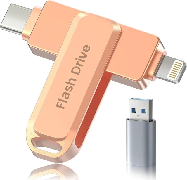 Main image of 512GB MFi Certified Photo Stick for iPhone Flash Drive, 3 in 1 USB Memory Stick Thumb Drive(Pink) for iPhone/iPad/Android/Mac/PC, Picture Keeper for Photos & Files Storage with ~484GB Available Space