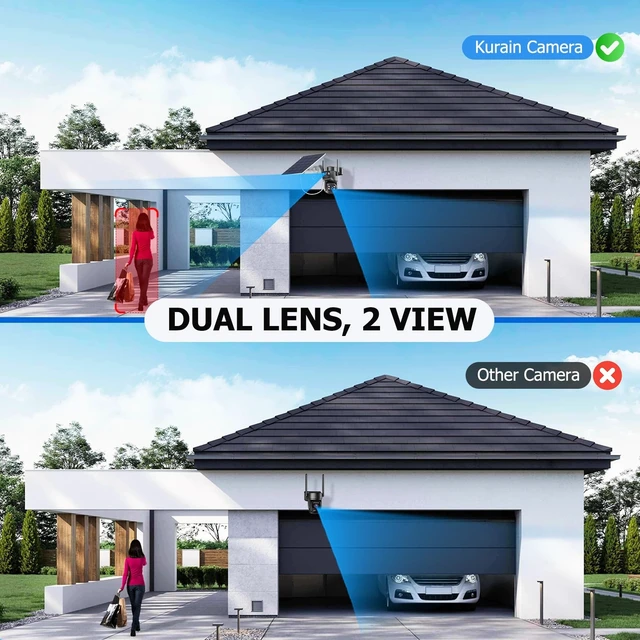 Alt view image 3 of 5 - 6MP Dual Lens Solar Security Cameras Wireless Outdoor, 360 View Pan/Tilt