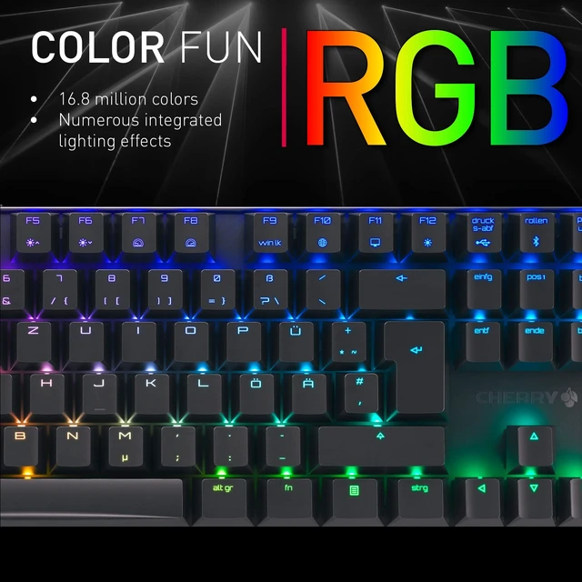 Alt view image 5 of 5 - Cherry MX 8.2 TKL Wireless, Tenkeyless Mechanical Gaming Keyboard, Bluetooth, 2.4 GHz & Wired Mode, Multi-Device, Rechargeable, MX2A Blue Switches, Black