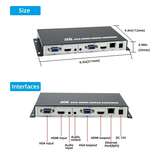 Alt view image 5 of 5 - ORIVISION HDMI/VGA Dual-Input Video Encoder,1080P H.265/264 Hardware Encoder, 4-Stream Live Broadcasting Encoder with Audio Embedding/De-embedding,Supports RTMP/RTMPS/SRT/RTSP,is Compatible with ONVIF