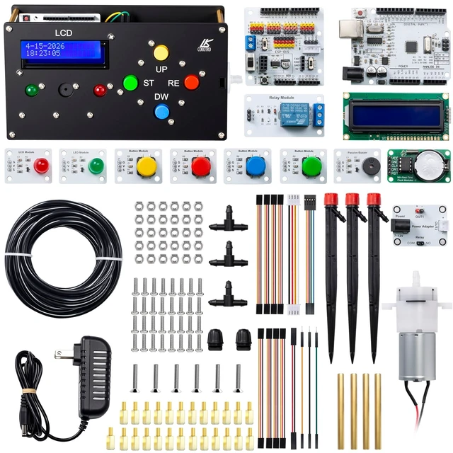 Alt view image 2 of 5 - LK COKOINO Educational Kit for Arduino UNO, Timed Plant Watering System with Timer Alarm & Multiple Sensors, Arduino Coding,STEM Learning DIY Electronics Project Kit for 15+ Teens and Adul