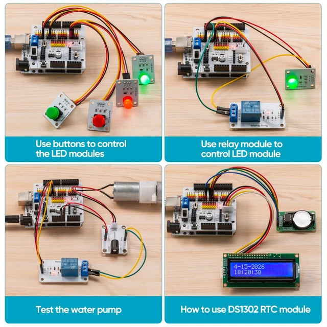 Alt view image 3 of 5 - LK COKOINO Educational Kit for Arduino UNO, Timed Plant Watering System with Timer Alarm & Multiple Sensors, Arduino Coding,STEM Learning DIY Electronics Project Kit for 15+ Teens and Adul