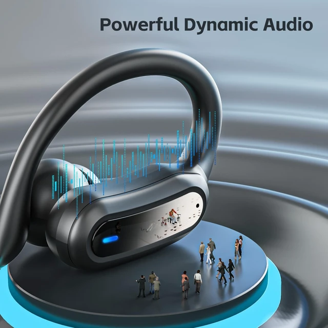 Alt view image 2 of 5 - TRAUSI Wireless Bluetooth 5.4 Headphones, Fast Charging Stereo Earphones with Noise Cancelling Mic, IPX7 Waterproof and Comfort Fit Ear Buds for Fitness, Workouts Black