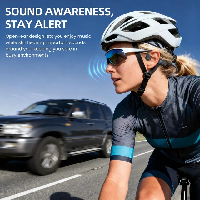 Alt view image 4 of 5 - HIFI WALKER Bone Conduction Headphones, Bluetooth 6.0 Open Ear Headphones with IPX7 Waterproof, Type-C Charging 18H Battery, Sport Headphones Bone Conduction for Running, Workout, Fitness, Gift