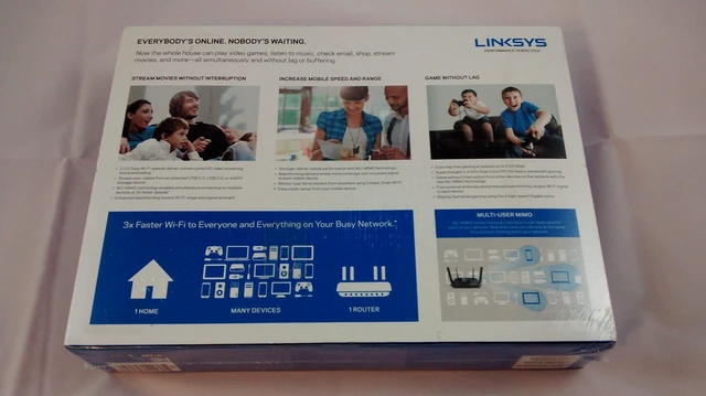 Alt view image 2 of 5 - Linksys AC2600 4 x 4 MU-MIMO Dual-Band Gigabit Router with USB 3.0 and eSATA (EA8500)