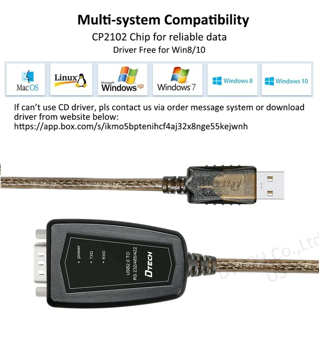 Alt view image 4 of 5 - DTECH USB to Serial Adapter RS422 RS485 R232 to USB Cable (3 in 1 Interface) Supports DC 5V with Breakout Board LED Lights for Multi-Kind Control Devices Windows 11 10 8 7 XP Mac (1.5ft)