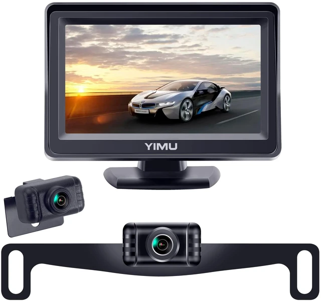 Main image of YIMU Backup Camera System with License Plate Backup Reverse Camera, Easy Installation, Plug & Play, DIY Guide Lines, 150 Wide Angle, Night Vision, IP69K Waterproof, Optional Dual Bracket K4302
