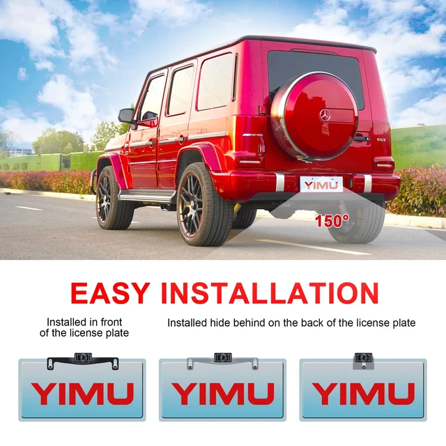 Alt view image 3 of 5 - YIMU Backup Camera System with License Plate Backup Reverse Camera, Easy Installation, Plug & Play, DIY Guide Lines, 150 Wide Angle, Night Vision, IP69K Waterproof, Optional Dual Bracket K4302