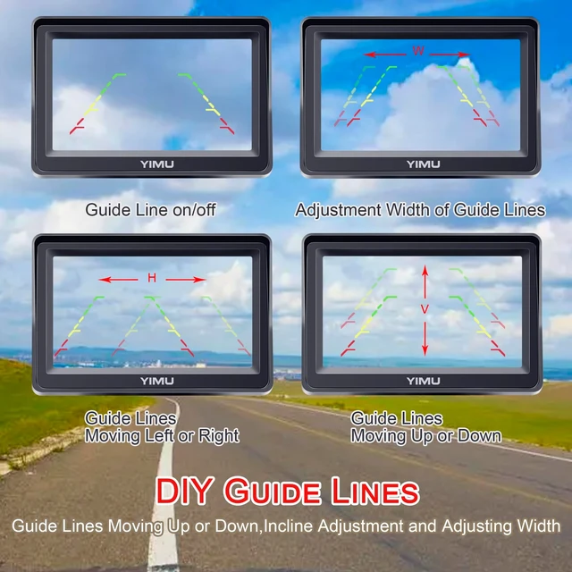 Alt view image 4 of 5 - YIMU Backup Camera System with License Plate Backup Reverse Camera, Easy Installation, Plug & Play, DIY Guide Lines, 150 Wide Angle, Night Vision, IP69K Waterproof, Optional Dual Bracket K4302