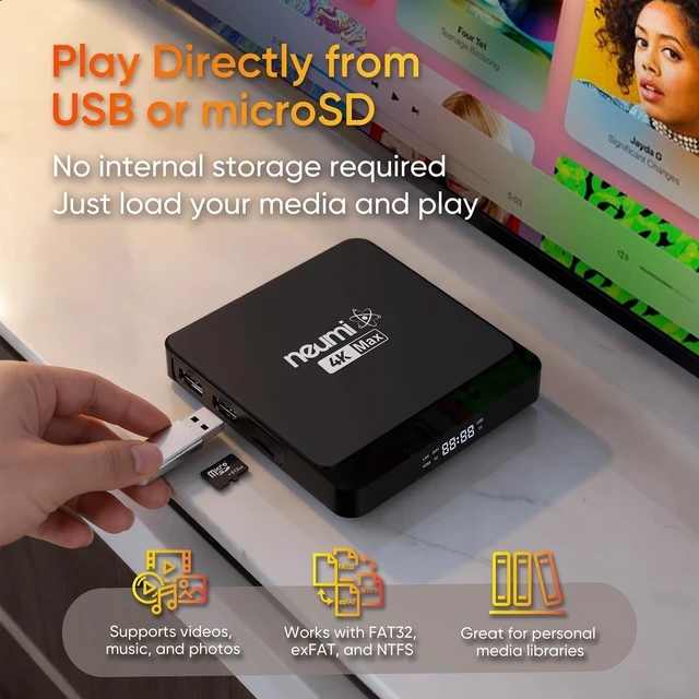 Alt view image 3 of 5 - NEUMI Atom 4K Max Network Media Player for USB Drives, microSD and NAS