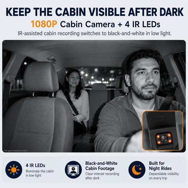 Alt view image 3 of 5 - Dash Cam Front and Inside, 2.5K+ 1080P Cabin Camera for Cars with 32GB Card