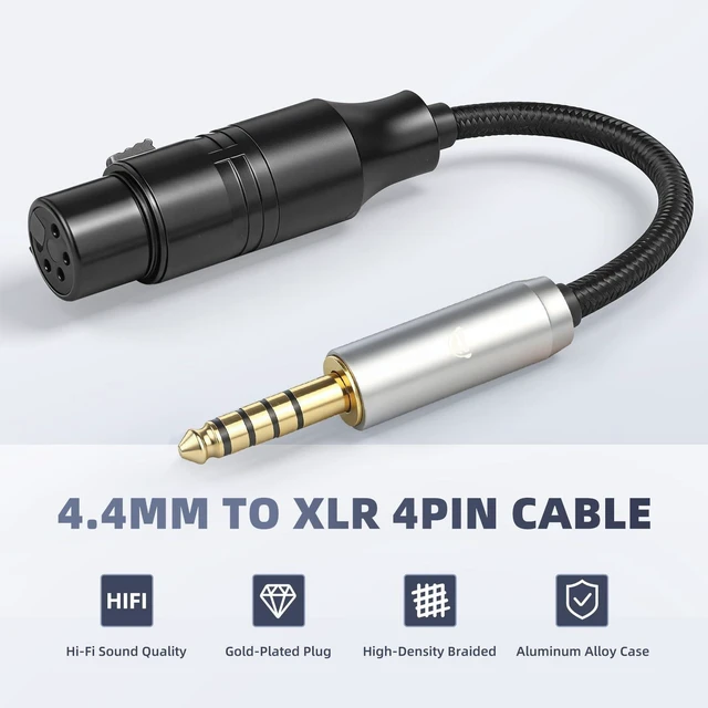 Alt view image 2 of 5 - okcsc 4.4mm to XLR 4Pin Balanced Cable for LCD-2/DT 990 PRO X/S750/Dan Clark Noire XO/ADX7000 Hi-Fi Gold-Plated OFC, High-Density Braided, Aluminum Alloy 20cm/4.4mm