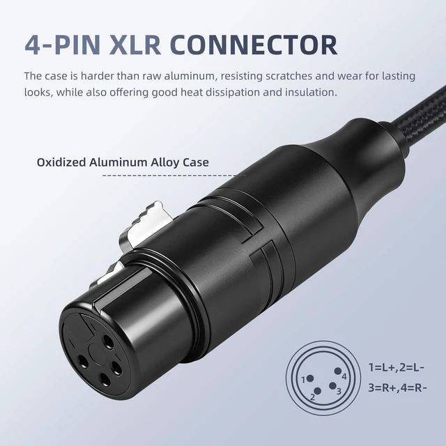Alt view image 4 of 5 - okcsc 4.4mm to XLR 4Pin Balanced Cable for LCD-2/DT 990 PRO X/S750/Dan Clark Noire XO/ADX7000 Hi-Fi Gold-Plated OFC, High-Density Braided, Aluminum Alloy 20cm/4.4mm