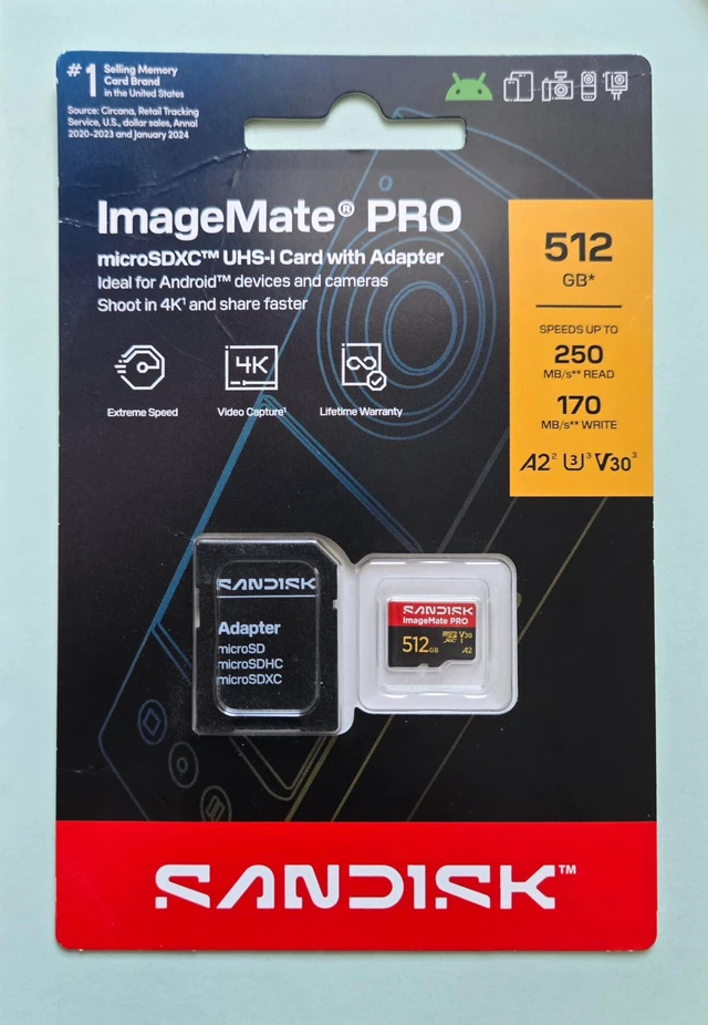 Main image of SanDisk ImageMate PRO microSDXC UHS-I Card, 512GB, with Adapter, Up to 250MB/s Read, 4K Video Capture, A2 V30