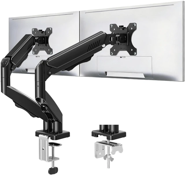 Main image of Dual Monitor Stand fits up to 32 inch, 4.4-19.8 lbs Computer Screens, Dual Monitor Desk Mount Height Adjustable, Monitor Arms for 2 Monitors, Home Office VESA Mounts, Freelift Black