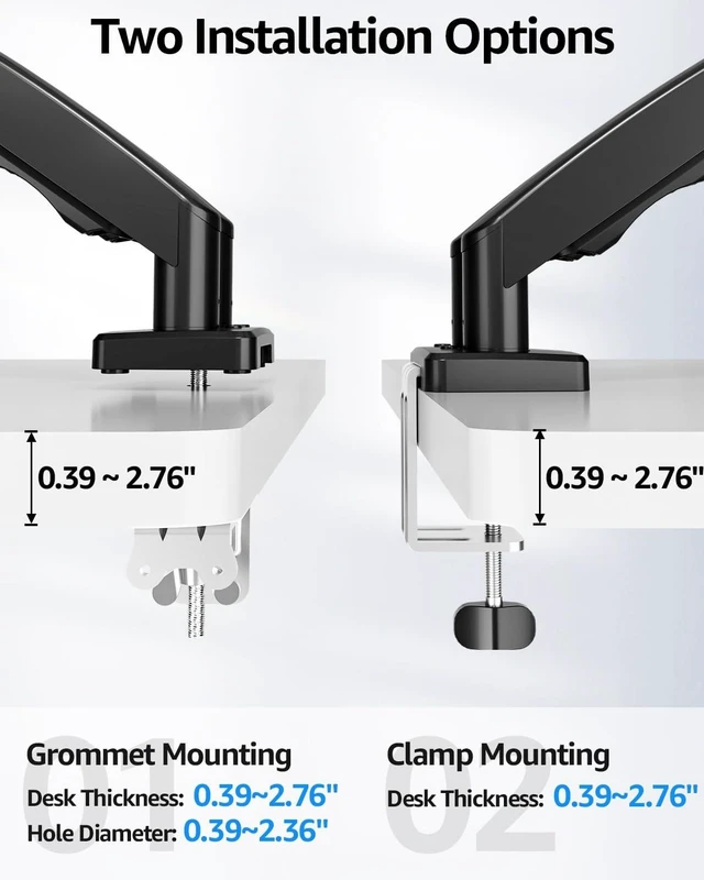 Alt view image 4 of 5 - Dual Monitor Stand fits up to 32 inch, 4.4-19.8 lbs Computer Screens, Dual Monitor Desk Mount Height Adjustable, Monitor Arms for 2 Monitors, Home Office VESA Mounts, Freelift Black