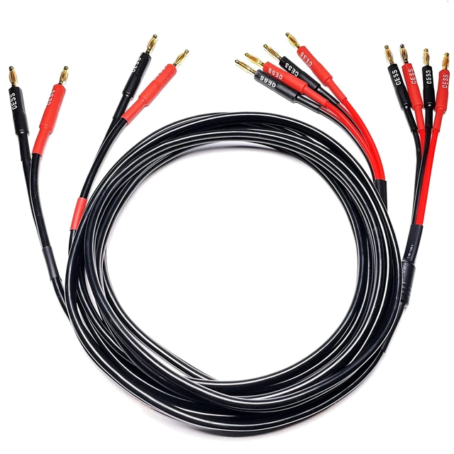 Alt view image 3 of 5 - CNCESS Bi-Wire Banana Plug Splitter Speaker Cable, 2-Pack (6 feet)