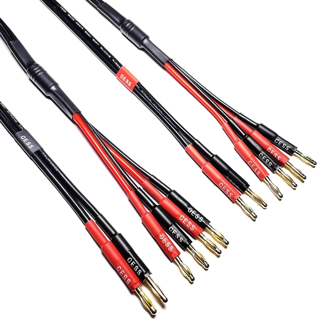 Alt view image 4 of 5 - CNCESS Bi-Wire Banana Plug Splitter Speaker Cable, 2-Pack (6 feet)