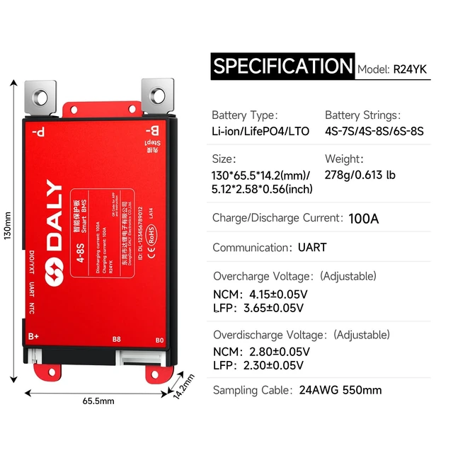 Alt view image 2 of 5 - DALY BMS 12V-24V 100A Built-in Bluetooth