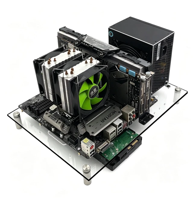 Main image of Open Air Acrylic PC Test Bench Case, Transparent Open Frame Computer Chassis for MATX/ITX Motherboards, Superior Cooling Design, Easy Assembly, DIY Gaming PC Test Platform