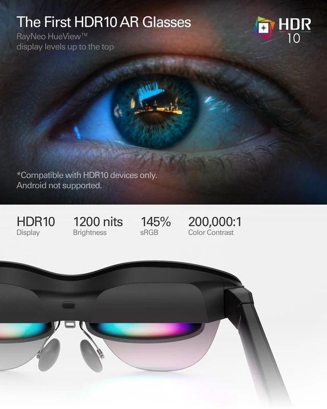 Alt view image 2 of 5 - RayNeo Air 4 Pro AR/XR Glasses HDR10 201" Display, 120Hz 3D Movie Game