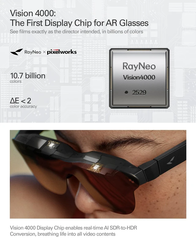 Alt view image 3 of 5 - RayNeo Air 4 Pro AR/XR Glasses HDR10 201" Display, 120Hz 3D Movie Game